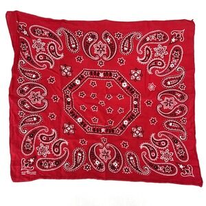 Vintage 60s FAST COLOR Red Bandana Elephant‎ Trunk Up Paisley Work Wear